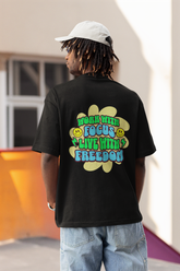 Live With Freedom Unisex Black Oversized T-Shirt